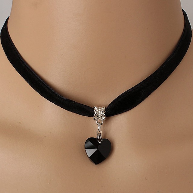  Choker Necklace Pendant Necklace For Women's Onyx Crystal Party Wedding Casual Crystal Lace Heart Black / Tattoo Choker Necklace