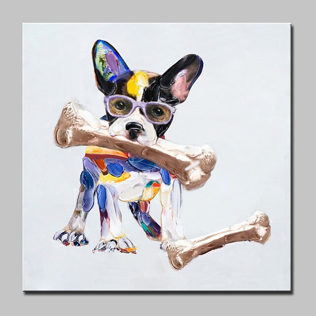  Hang-malované olejomalba Ručně malované - Zvířata Pop Art Moderní Obsahovat vnitřní rám / Reprodukce plátna
