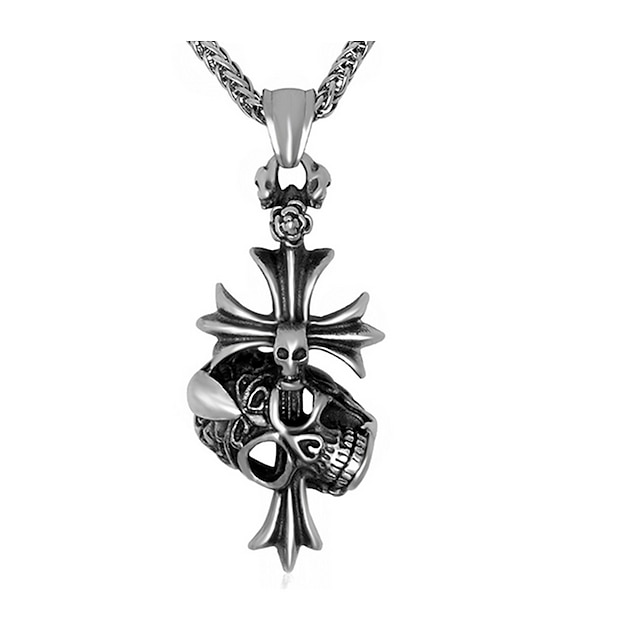  Men's Pendant Necklaces Pendants Cross Skull Titanium Steel Punk Fashion Jewelry For Daily Casual