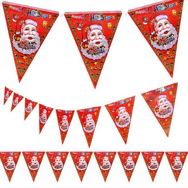  5PCS Christmas Pennant Christmas Mall Store Decoration Design of Santa Claus 8 Face Flag
