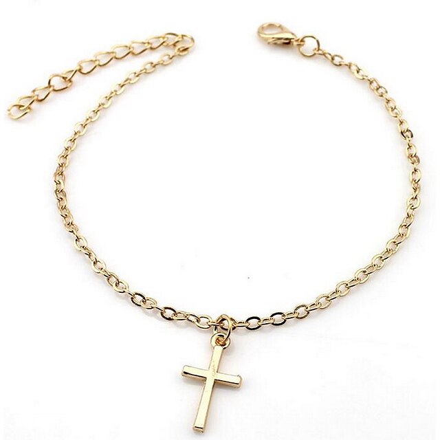  Women's Anklet Cross Ladies Personalized European Simple Style Anklet Jewelry Gold / Silver For Wedding