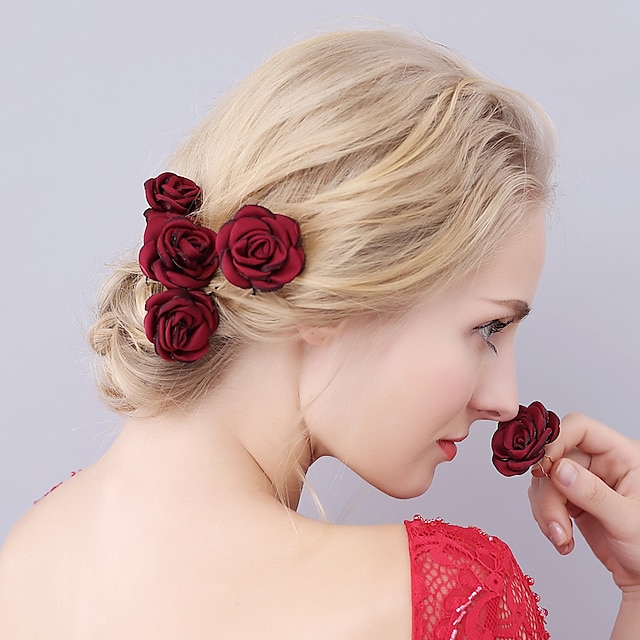  Tissu Coiffure / Épingle à cheveux avec Fleur 1 pc Mariage / Occasion spéciale Casque