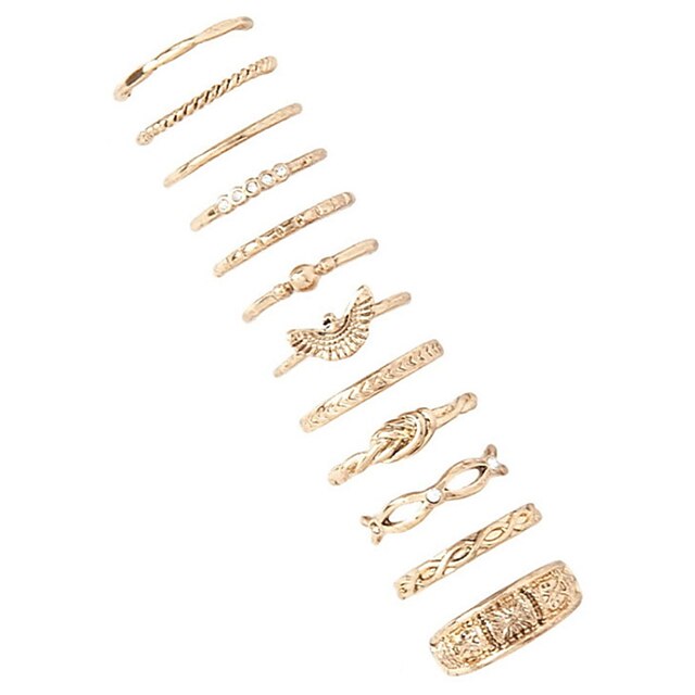  Women's Band Ring Ring Rings Set - Alloy 7 Golden For Party Daily Casual / 12pcs
