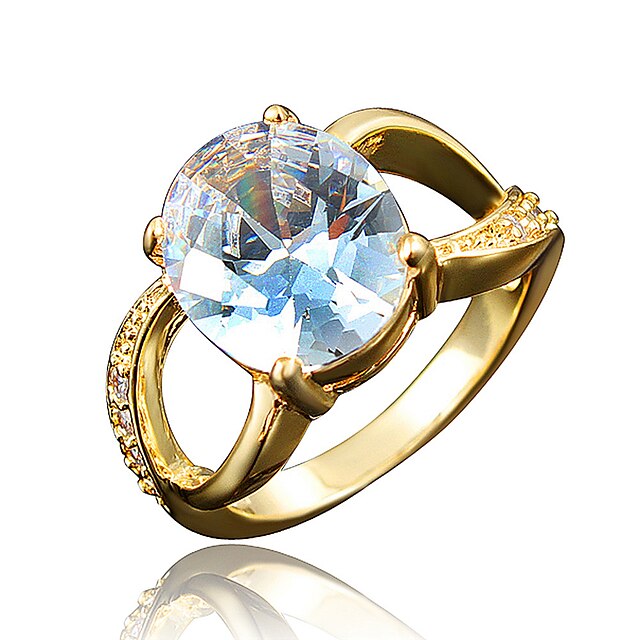 女性用 キュービックジルコニア 指輪 - ゴールドメッキ, 18Kゴールドメッキ ホワイト, レッド, ブルー