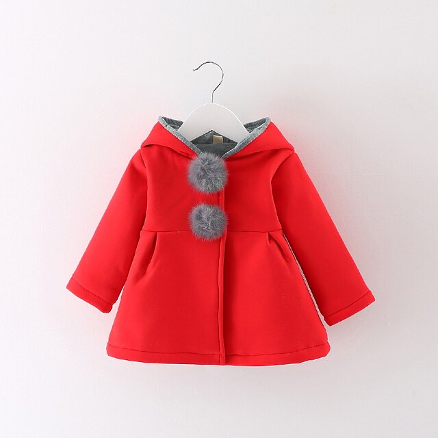  Toddler Girls' Suit & Blazer Long Sleeve Gray Red Solid Colored Fall Winter Daily / Sports / Cotton