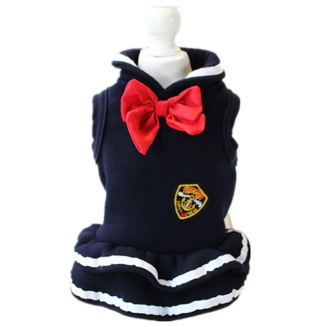  Dog Dress Puppy Clothes Sailor Casual / Daily Winter Dog Clothes Puppy Clothes Dog Outfits Pink Dark Blue Costume for Girl and Boy Dog Cotton S M L