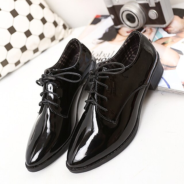  Women's Shoes Leatherette Fall Comfort Oxfords Black / Burgundy