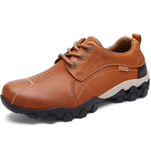  Men's Comfort Shoes Nappa Leather Fall / Winter Oxfords Hiking Shoes Light Brown / Khaki / Athletic / Outdoor