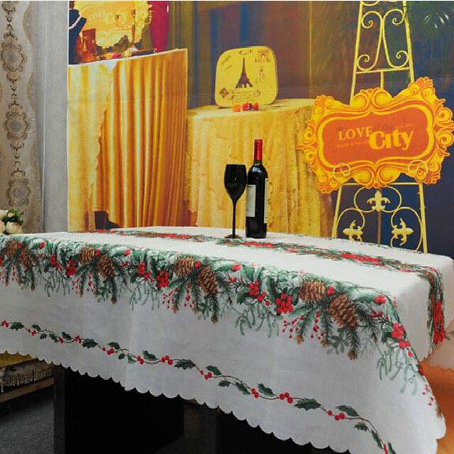  vánoční květina ubrus polyester kryt vánoční stůl tkanina