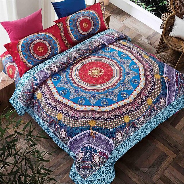  bedtoppings 4pcs set queen 1 piumino copripiumino trapunta / 1 lamiera piana / 1 federa disegno fisso poli stile bohemien