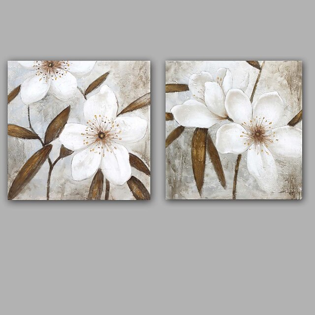  Oil Painting Hand Painted - Floral / Botanical Classic / Modern Canvas / Stretched Canvas