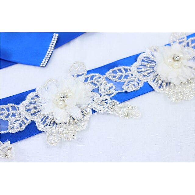  Satin Wedding Party / Evening Sash With Rhinestone Beading Imitation Pearl Floral Women's Sashes