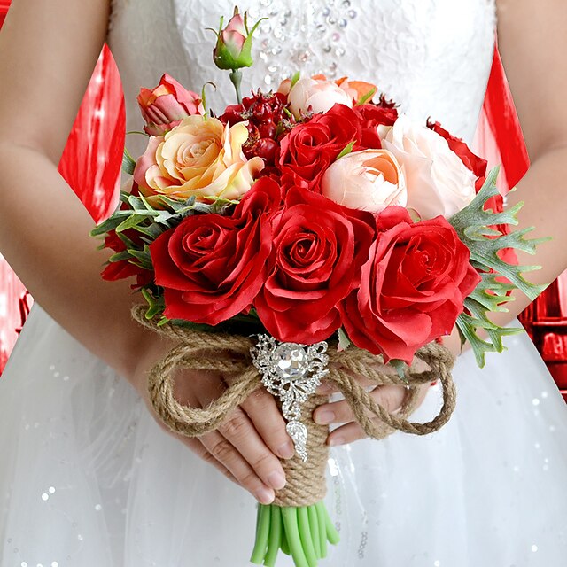  Bouquets de Noiva Buquês Casamento / Festa / Noite Tafetá / Elastano / Flôr Seca 11.8