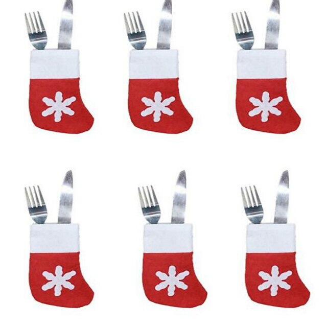  6Pcs Christmas Socks Cutlery Tray Little Socks
