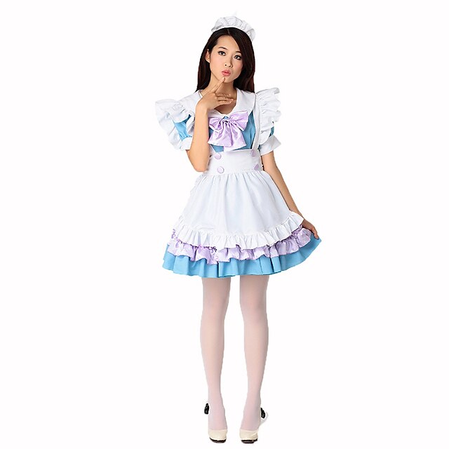  Maid Costume Career Costumes Cosplay Costume Party Costume Women's Maid Uniforms Christmas Halloween Festival / Holiday Polyester Women's Carnival Costumes Plaid Solid Colored / Dress / Apron / Dress
