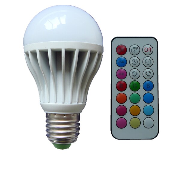  Lâmpada Redonda LED B22 E26 / E27 A80 3 Contas LED LED de Alta Potência Regulável Controle Remoto Decorativa RGB 85-265 V / 1 pç / RoHs
