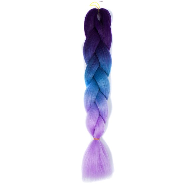  purple blue violet ombre crochet 24 yaki kanekalon 3 tone jumbo braids 100g synthetic hair with free hook