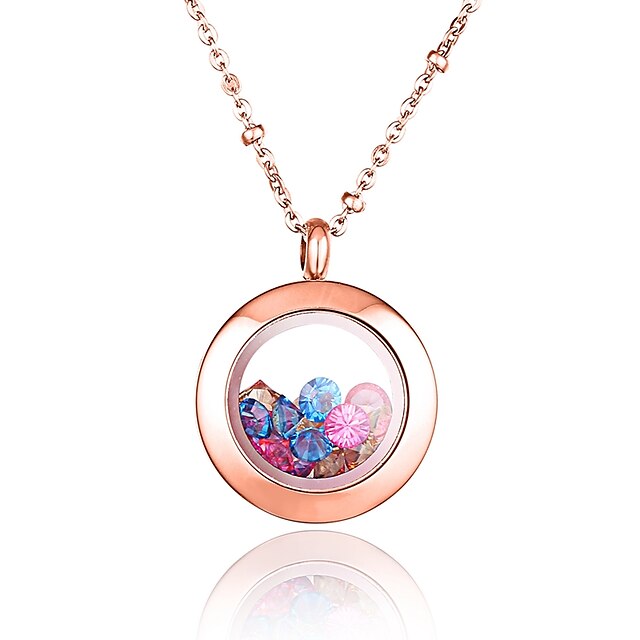  Femme Acier inoxydable Plaqué or Imitation Diamant - Coloré Mode Rouge Rose Pendentif Pour