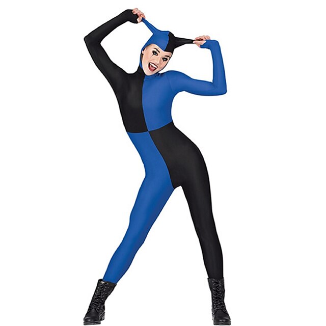  Zentai-Pakken Catsuit Skin Suit Burleske / Clown Cosplay Volwassenen Spandex Cosplaykostuums Sekse Dames Patchwork Halloween Carnaval Nieuwjaar / Gympak / Onesie / Gympak / Onesie / Hoge Elasticiteit