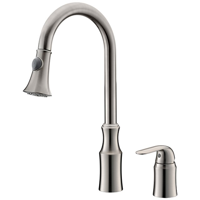  Kitchen Faucet - Yksi kahva kaksi reikää Harjattu nikkeli Ulosvedettävä / pull-down / Tall / Korkea Arc Kolmiosainen Antiikki Kitchen Taps