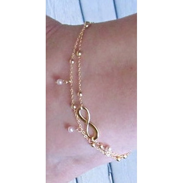  Women's Girls' Jewelry Set Anklet Pearl Infinity Beaded European Handmade Anklet Jewelry Golden Infinity For Wedding Daily Casual