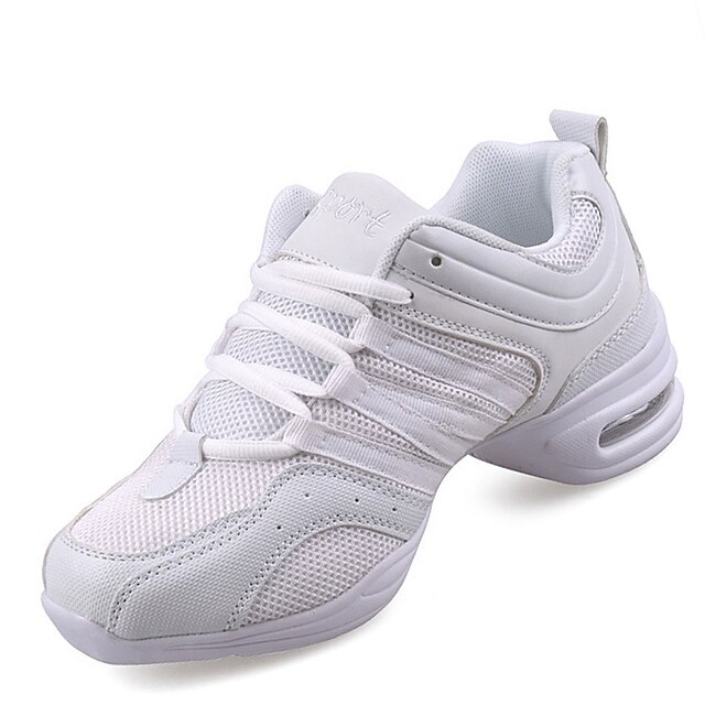  Women's Dance Shoes Synthetic Dance Sneakers Sneaker Cuban Heel Non Customizable White / Black / Gold / Indoor / Practice / EU41