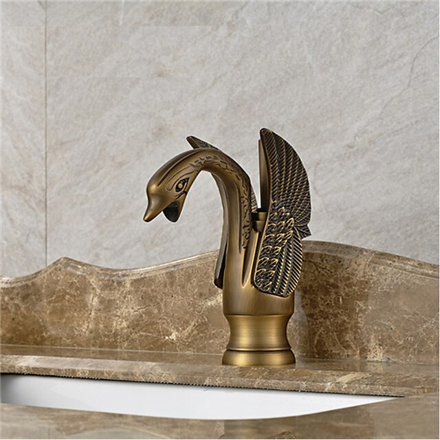  Bathroom Sink Faucet - Waterfall Antique Brass Centerset One Hole / Single Handle One HoleBath Taps