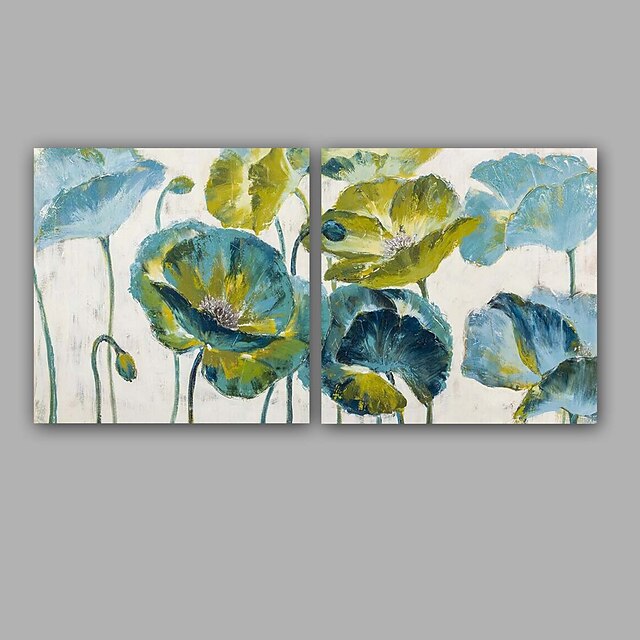  Oil Painting Hand Painted - Floral / Botanical Classic Modern Stretched Canvas