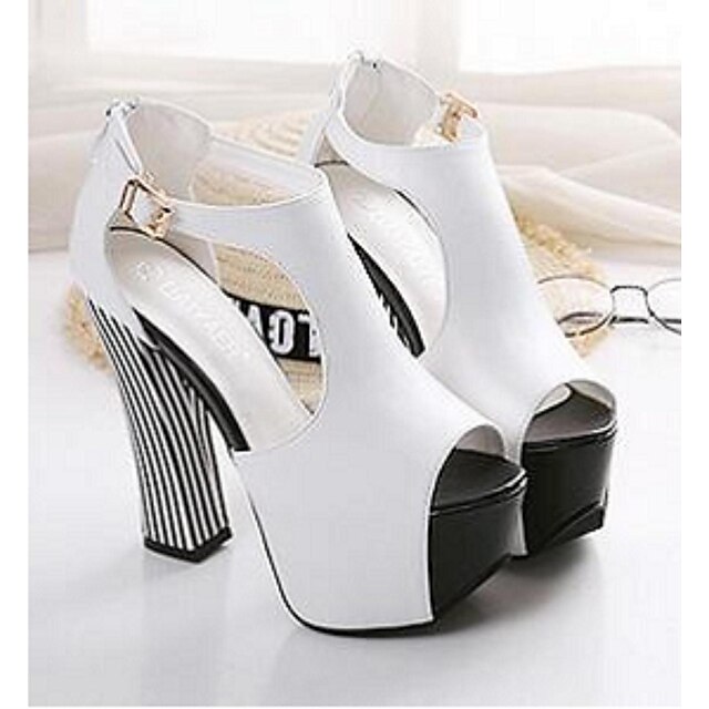  Women's Sandals Comfort PU Casual Black White