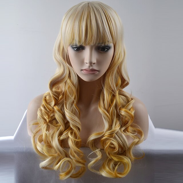  Synteettiset peruukit Luonnolliset aaltoilevat Luonnolliset aaltoilevat Peruukki Vaaleahiuksisuus Pitkä Hyvin pitkä Golden Blonde Synteettiset hiukset Naisten Vaaleahiuksisuus