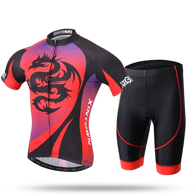  XINTOWN Voor heren Wielrenshirt met shorts Korte mouw Bergracen Wegwielrennen Rood Nieuwigheid Fietsen Short / Broekje Broeken / Regenbroek / Overbroek Shirt Netstof Spandex Lycra 3D-pad Ademend