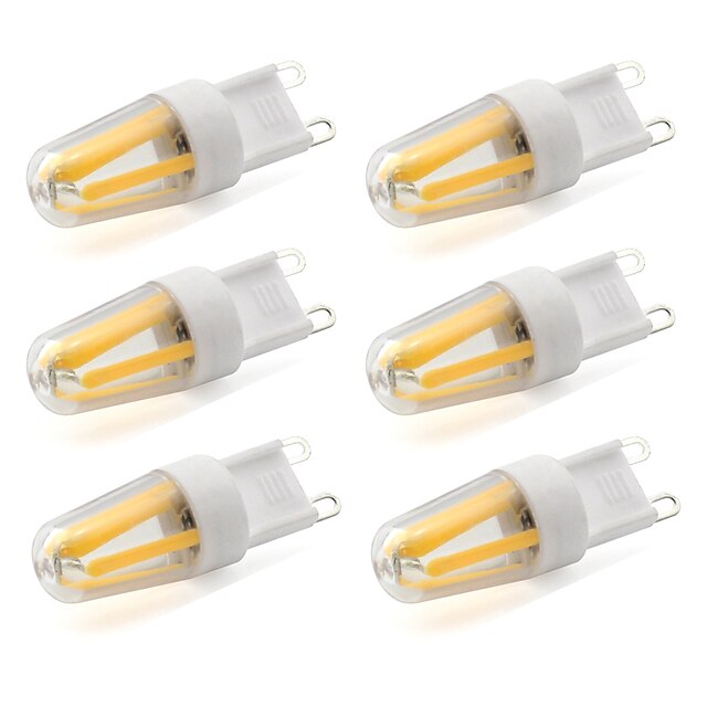  6pcs 2.5 W Lâmpadas de Filamento de LED 220 lm G9 T 4 Contas LED COB Decorativa Branco Quente Branco Frio 220-240 V / 6 pçs / RoHs