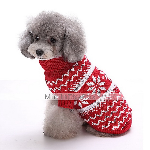  Собака Свитера Зима Одежда для собак Красный Темно-синий Костюм Хлопок В снежинку Мода Рождество XS S M L XL