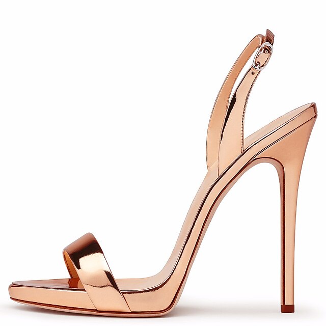  Women's Sandals Stiletto Heel Open Toe Buckle PU Slingback Spring / Summer Black / Nude / Champagne / Wedding / Party & Evening / Party & Evening / EU40