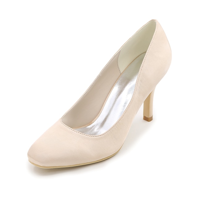  Women's Wedding Shoes Wedding Party & Evening Summer Stiletto Heel Square Toe Basic Pump Satin Silver White Ivory