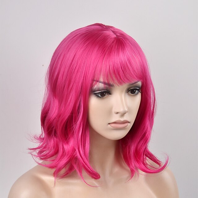  peluca sintética onda natural kardashian peluca de onda natural rosa corto rojo pelo sintético rosa de mujer