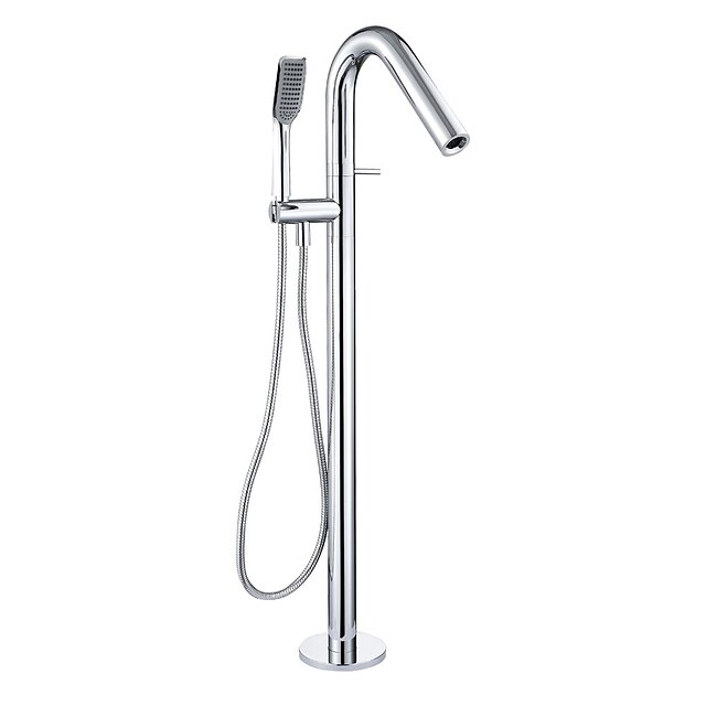  Βρύση Μπανιέρας - Σύγχρονο Χρώμιο Ελεύθερη όρθια θέση Κεραμική Βαλβίδα Bath Shower Mixer Taps / Ενιαία Χειριστείτε δύο τρύπες