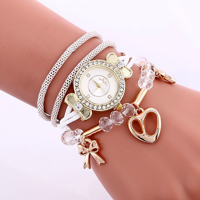  Mulheres Relógio de Pulso Bracele Relógio Relógio de Moda Quartzo Colorido Lega Banda Amuleto Heart Shape Vintage Doce Casual Boêmio