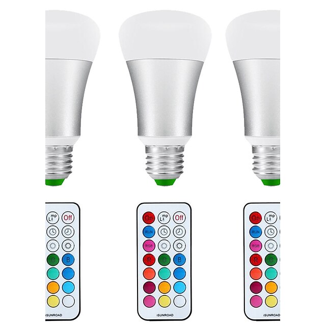  3 Stück 8.5 W LED Kugelbirnen 880 lm E26 / E27 A80 1 LED-Perlen COB Wasserfest Sensor Infrarot-Sensor Natürliches Weiß RGB 85-265 V / Abblendbar / RoHs