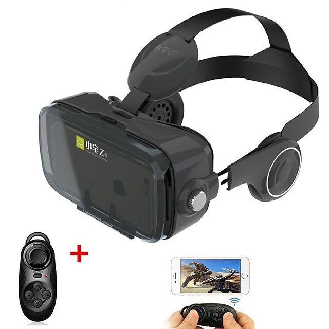  svart vr 3d glasse integrert øretelefon virtuell virkelighet headset bobo vr for 4/7 til 6/2 tommers smarttelefon med gamepad