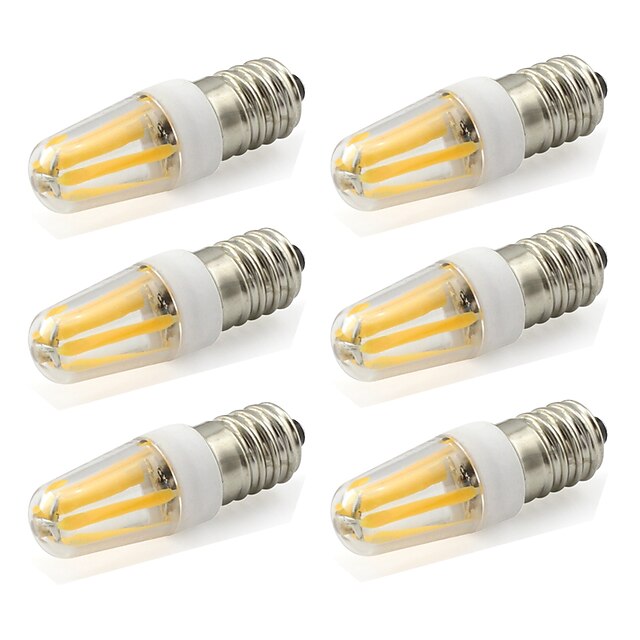  6pcs 2 W LED-glødepærer 180 lm E14 T 4 LED perler COB Dekorativ Varm hvit Kjølig hvit 220-240 V / 6 stk. / RoHs