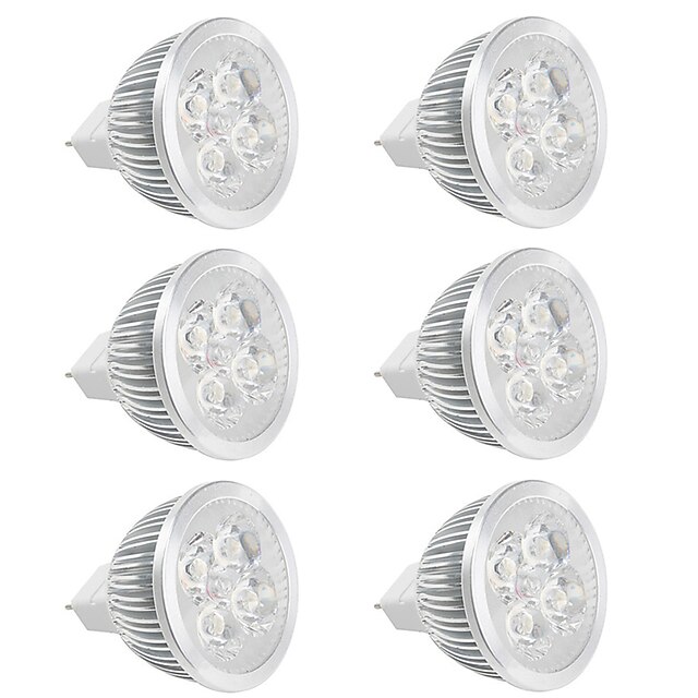  6pcs 4W LED Spotlight MR16 Home Lighting 4 x 1W SMD 12V AC/DC Lampada White Warm White