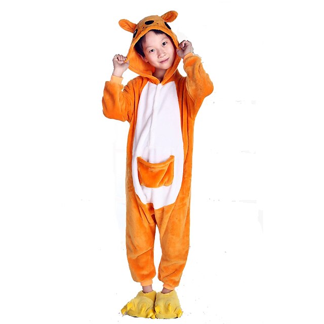  Kigurumi-pyjamas Kænguru Onesie-pyjamas Kostume Polarfleece Cosplay Til Børne Nattøj Med Dyr Tegneserie Halloween Festival / Højtider