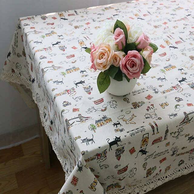  Rectangular Patterned Animal Placemat , Cotton Blend Material Hotel Dining Table Table Decoration