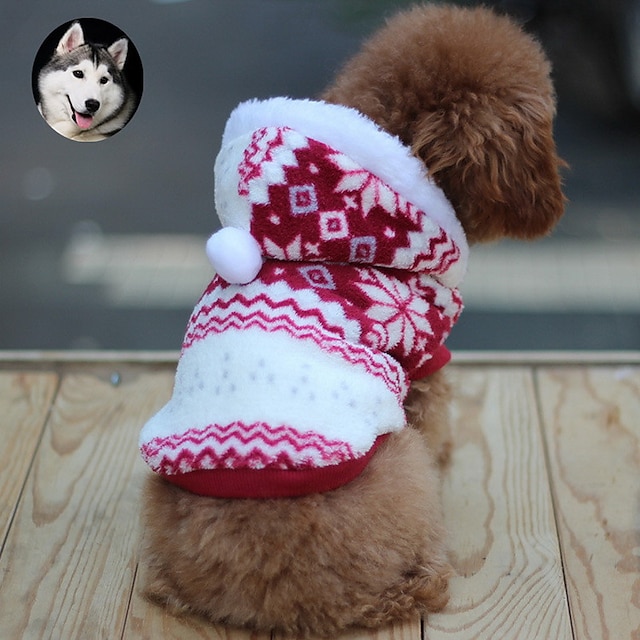  Cat Dog Coat Hoodie Puppy Clothes Snowflake Fashion Keep Warm Outdoor Winter Dog Clothes Puppy Clothes Dog Outfits Breathable Red Blue Brown Costume for Girl and Boy Dog Cotton XS S M L XL