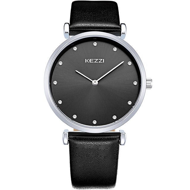  KEZZI Couple's Wrist watch Fashion Watch Quartz / Hot Sale Leather Band Casual Cool Black White Brown