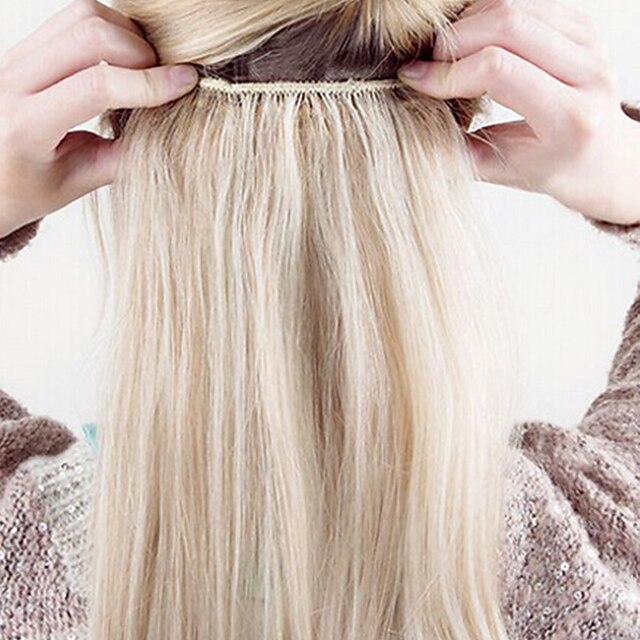  Felcsatolható Human Hair Extensions Klasszikus Emberi haj Emberi haj tincsek Női Blonde
