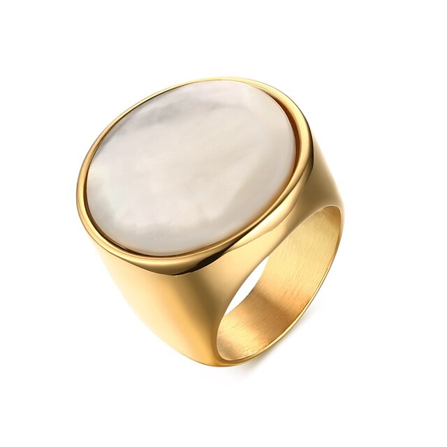  Women's Ring Statement Rings  Jewelry Christmas/Party/Daily/Wedding/Casual Fashion Stainless Steel /Shell/ Gold Plated Golden 1pc Gift