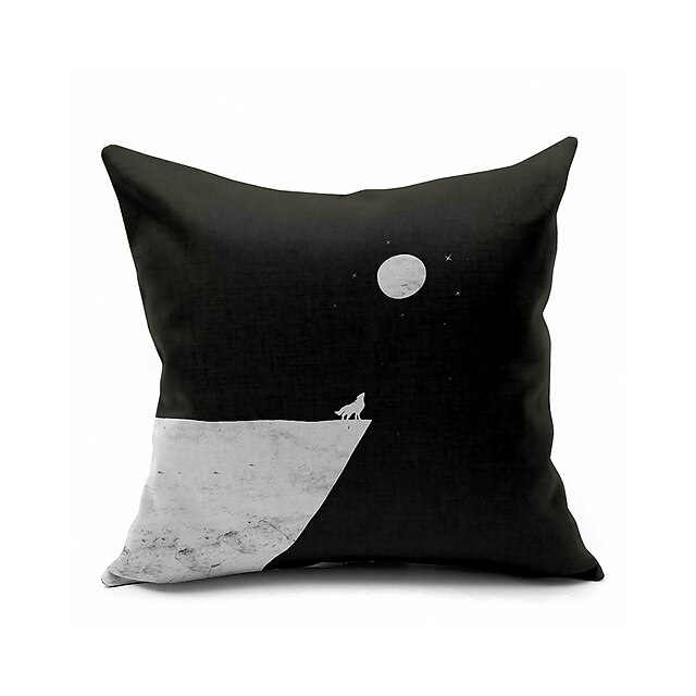  1 PC Algodón/Lino Funda de almohada Cobertor de Cojín, Estampado Animal Novedad Detalle Decorativo Moderno/Contemporáneo