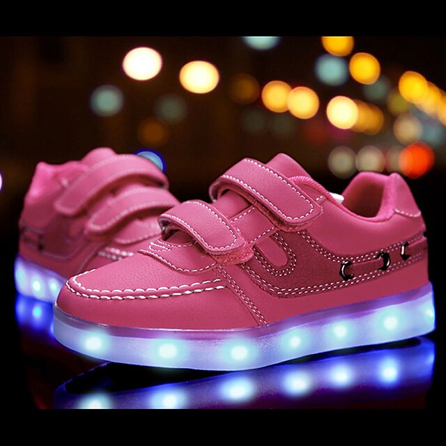  Fille Chaussures Cuir Printemps Confort / Premières Chaussures / Chaussures Lumineuses Basket La boucle du crochet / LED pour Blanc / Noir / Rose